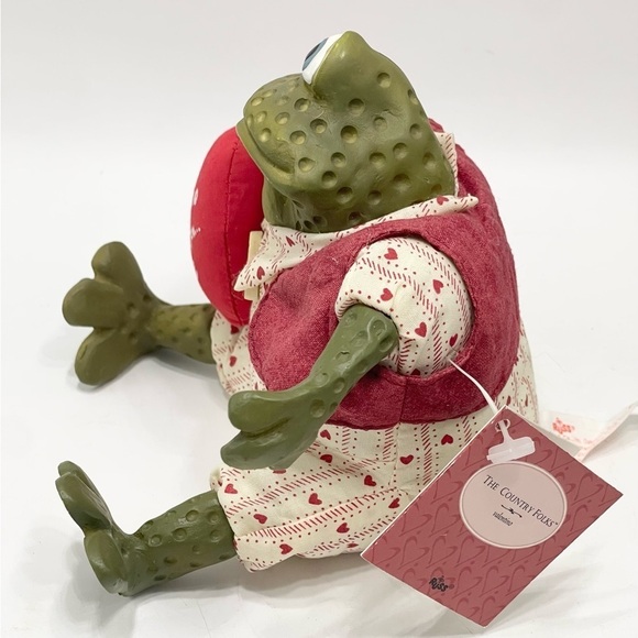 Country Folk Valentines Frog Shelf Sitter Decor 4” Love Valentino Gift Toad - Picture 4 of 7